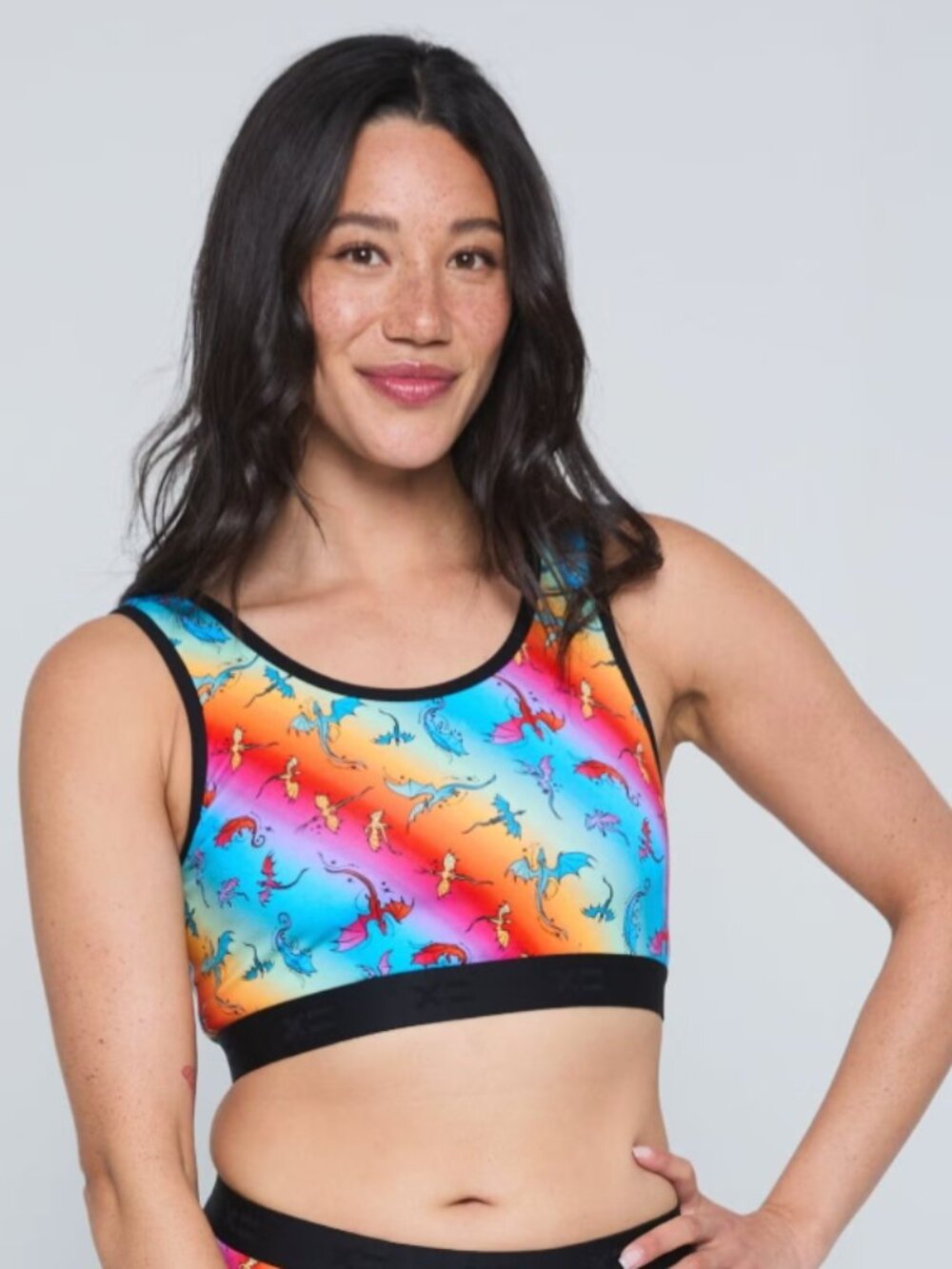 TOMBOYX Pride Rainbow Dragon Racerback Essentials Soft Bra Small Festival